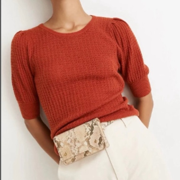 Madewell Sweaters - Madewell Pointelle Short Sleeved Sweater Rust XS